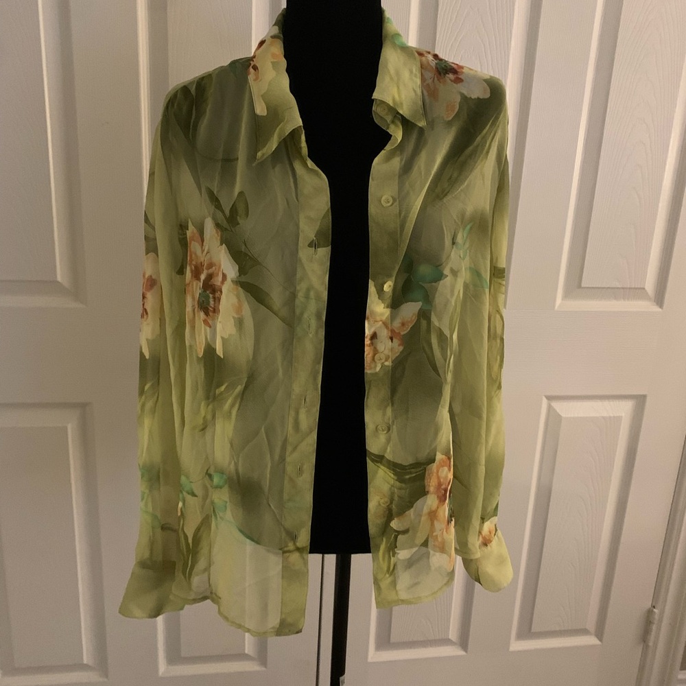 Light Green Translucent Button Down - image 4